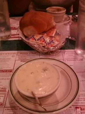 cream of broccoli and bread