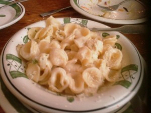 Some kind of noodle with regular alfredo sauce. Not a winner