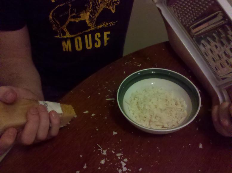 Jake grating some delish parmesan - no flash